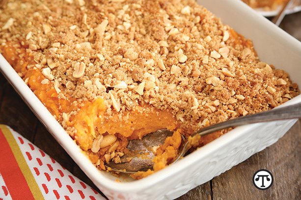 Family and friends will go nuts for this peanut butter sweet potato casserole.